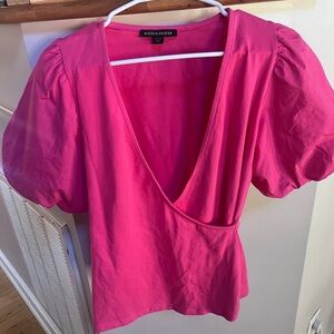 Boston Proper Fuchsia V-Neck Blouse
